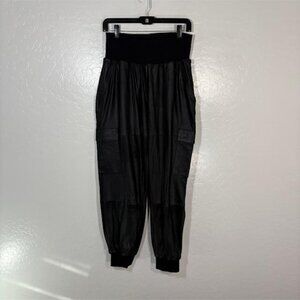 Cinq A Sept Pants Womens Large Black Goat Leather Cargo Joggers India